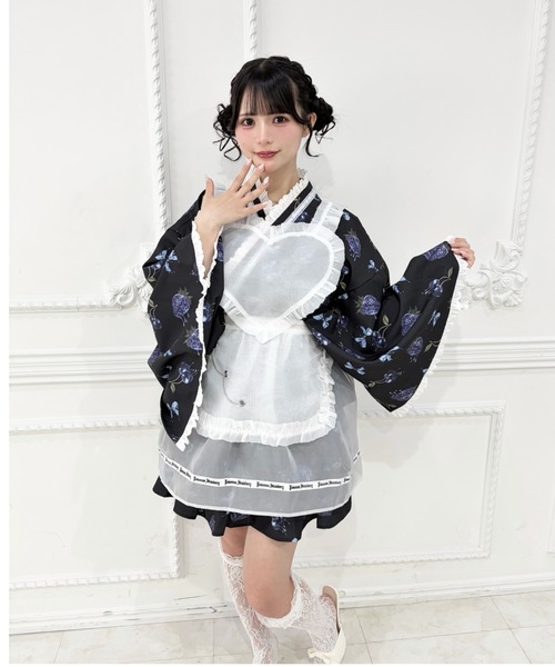 ワンピースタイプ】ハートエプロンゴシック苺浴衣ドレス（浴衣