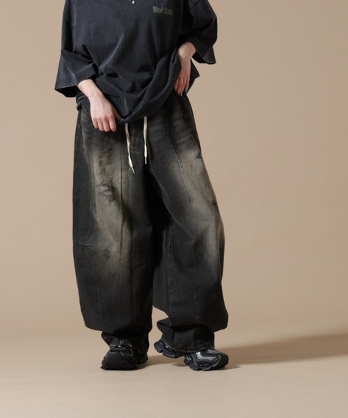 SIS(エスアイエス)の「SIS/エスアイエス/Washed Wide Denim Pants(デニムパンツ・レディース・ブラック/ブルー・F)」の2枚目の写真