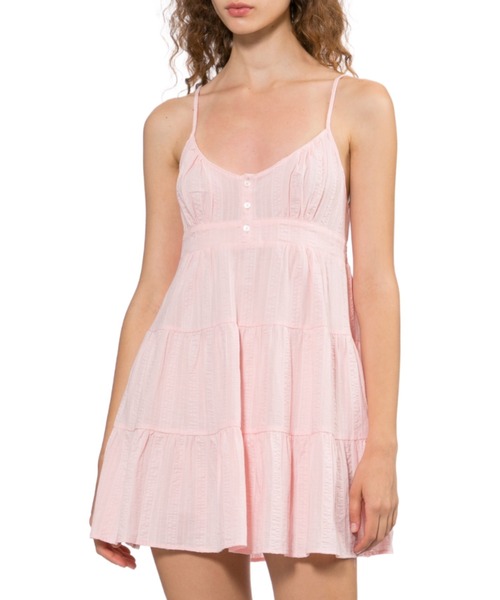A BATHING APE(アベイシングエイプ)の「HEART BADGE WOVEN TABLE CHECK CAMI DRESS(ワンピース・レディース・アイボリー/ピンク・SMALL/X-SMALL)」の6枚目の写真