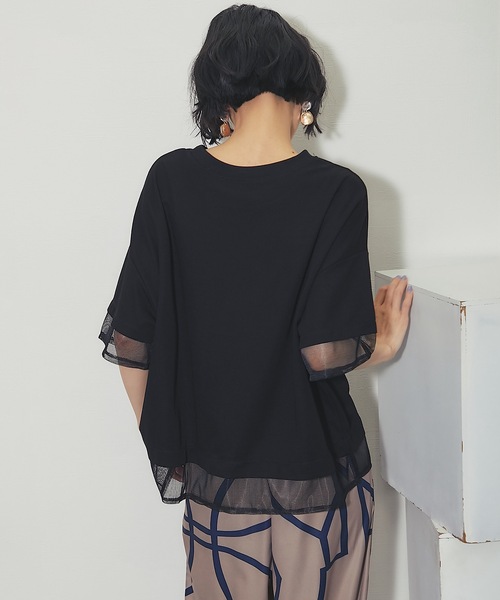 ANOTHER S(アナザーエス)の「メッシュ切替アシンメトリープルオーバー(Tシャツ/カットソー・レディース・ブラック/ホワイト・FREE)」の15枚目の写真