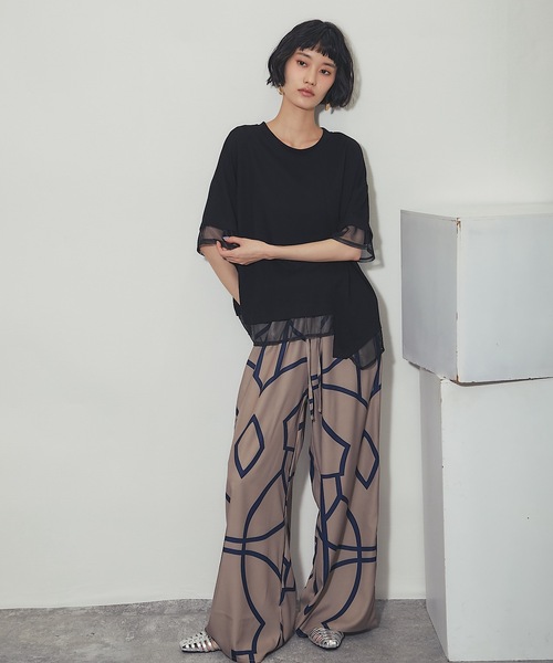 ANOTHER S(アナザーエス)の「メッシュ切替アシンメトリープルオーバー(Tシャツ/カットソー・レディース・ブラック/ホワイト・FREE)」の7枚目の写真