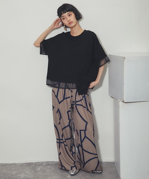 ANOTHER S(アナザーエス)の「メッシュ切替アシンメトリープルオーバー(Tシャツ/カットソー・レディース・ブラック/ホワイト・FREE)」の13枚目の写真
