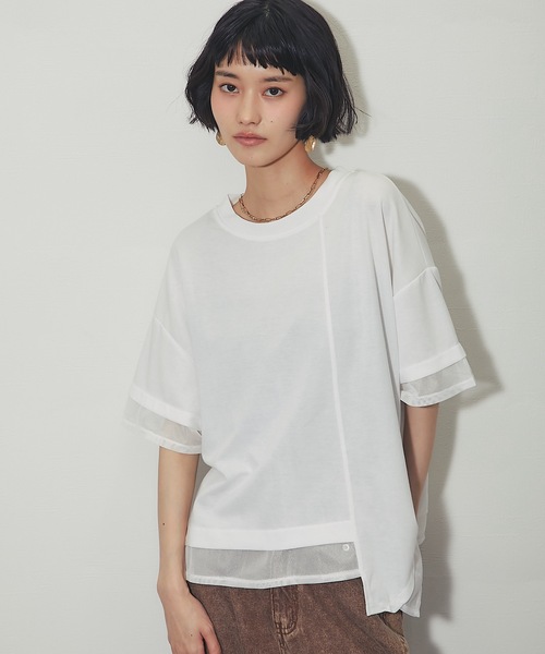 ANOTHER S(アナザーエス)の「メッシュ切替アシンメトリープルオーバー(Tシャツ/カットソー・レディース・ブラック/ホワイト・FREE)」の21枚目の写真