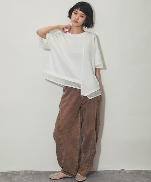 ANOTHER S(アナザーエス)の「メッシュ切替アシンメトリープルオーバー(Tシャツ/カットソー・レディース・ブラック/ホワイト・FREE)」の22枚目の写真