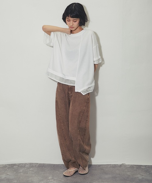 ANOTHER S(アナザーエス)の「メッシュ切替アシンメトリープルオーバー(Tシャツ/カットソー・レディース・ブラック/ホワイト・FREE)」の19枚目の写真