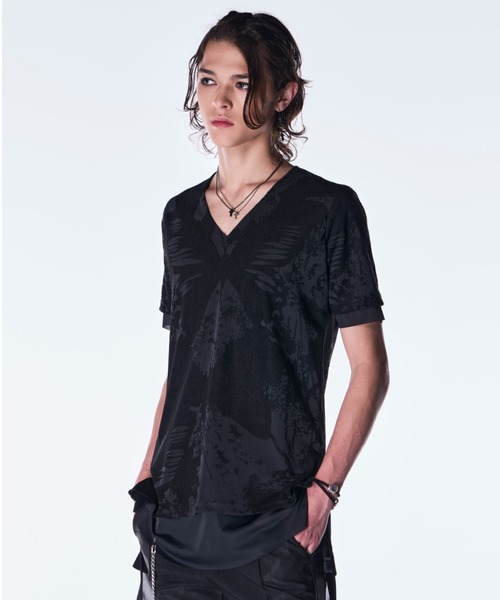 kiryuyrik(キリュウキリュウ)の「kiryuyrik/キリュウキリュウ/Layered T-Shirt(Tシャツ/カットソー・メンズ・ブラック×ブラック/ブラック×ホワイト・LARGE/MEDIUM/SMALL)」の2枚目の写真