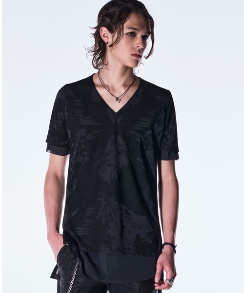 kiryuyrik(キリュウキリュウ)の「kiryuyrik/キリュウキリュウ/Layered T-Shirt(Tシャツ/カットソー・メンズ・ブラック×ブラック/ブラック×ホワイト・LARGE/MEDIUM/SMALL)」の7枚目の写真