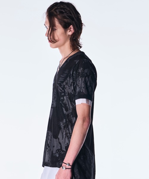 kiryuyrik(キリュウキリュウ)の「kiryuyrik/キリュウキリュウ/Layered T-Shirt(Tシャツ/カットソー・メンズ・ブラック×ブラック/ブラック×ホワイト・LARGE/MEDIUM/SMALL)」の5枚目の写真