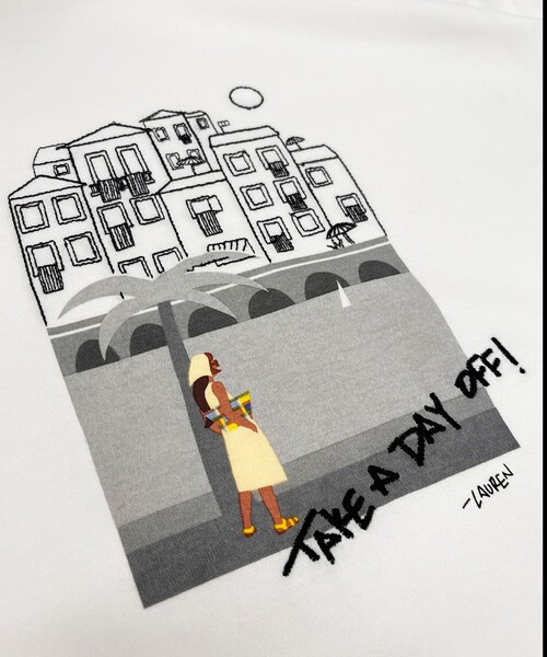 23区 L(ニジュウサンクオオキイサイズ)の「Lauren Rolwing コラボ グラフィックプリント フレア Tシャツ(Tシャツ/カットソー・レディース・ホワイト系1・46/44)」の8枚目の写真