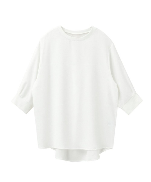 itto...(イット)の「【接触冷感&UVカット】ひんやりさらさらジョーゼットパフスリーブブラウス(Tシャツ/カットソー・レディース・チャコール/グレー/ブラック/オフホワイト・FREE)」の11枚目の写真