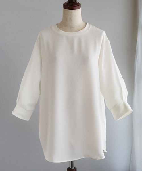 itto...(イット)の「【接触冷感&UVカット】ひんやりさらさらジョーゼットパフスリーブブラウス(Tシャツ/カットソー・レディース・チャコール/グレー/ブラック/オフホワイト・FREE)」の13枚目の写真