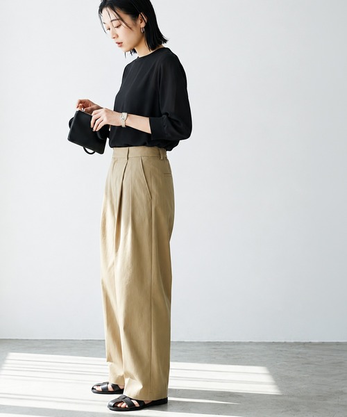 itto...(イット)の「【接触冷感&UVカット】ひんやりさらさらジョーゼットパフスリーブブラウス(Tシャツ/カットソー・レディース・チャコール/グレー/ブラック/オフホワイト・FREE)」の16枚目の写真