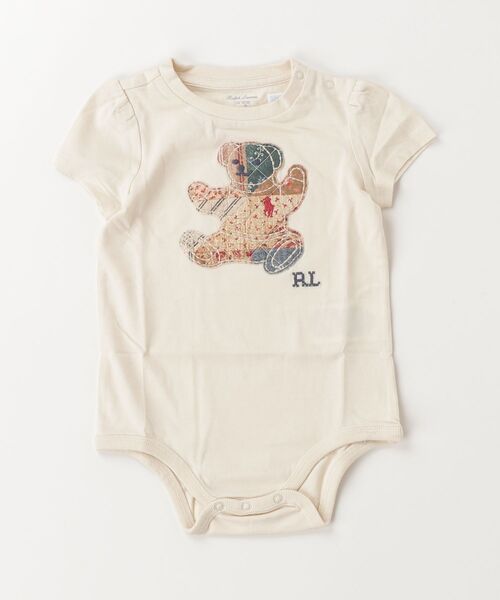 POLO RALPH LAUREN CHILDRENSWEAR(ポロ ラルフ ローレン チルドレンズウェア)の「パッチワーク Polo ベア コットン ボディスーツ(ロンパース・キッズ・ブラウン系3・12M/6M/9M)」の3枚目の写真