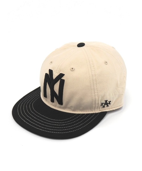 American Needle NYロゴキャップ ベージュ／黒 ツートン Line Out - New York Black Yankees（キャップ）｜AMERICAN NEEDLE