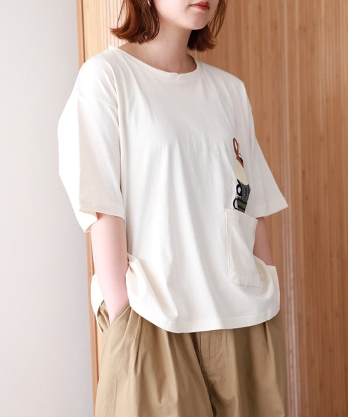 Emago(イマゴ)の「EMAGO マグカップ刺繍T(Tシャツ/カットソー・レディース・ブルー/アイボリー/ブラック・FREE)」の10枚目の写真