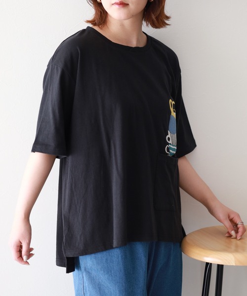 Emago(イマゴ)の「EMAGO マグカップ刺繍T(Tシャツ/カットソー・レディース・ブルー/アイボリー/ブラック・FREE)」の16枚目の写真