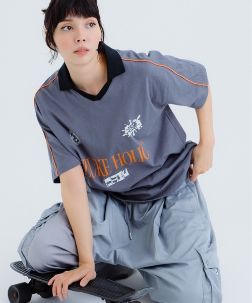 FLUKE HOLIC(フロックホリック)の「Logo game shirts(Tシャツ/カットソー・レディース・ブラウン/ブラック/ネイビー・SMALL/MEDIUM/LARGE)」の18枚目の写真