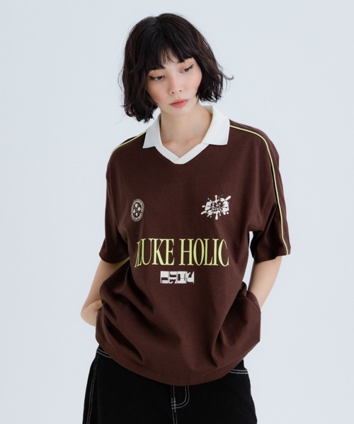 FLUKE HOLIC(フロックホリック)の「Logo game shirts(Tシャツ/カットソー・レディース・ブラウン/ブラック/ネイビー・SMALL/MEDIUM/LARGE)」の20枚目の写真