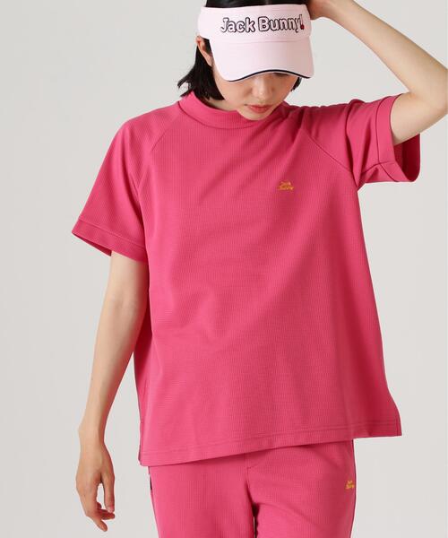 Jack Bunny!!(ジャックバニー)の「【Jack Bunny!!】RAYBLOCKドライワッフル半袖モックネックカットソー(Tシャツ/カットソー・レディース・ピンク/ネイビー・LARGE/MEDIUM/SMALL)」の3枚目の写真