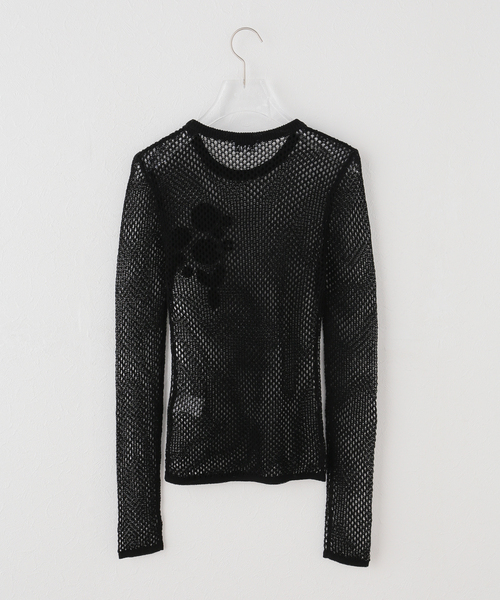 GANNI(ガニー)の「GANNI / ガニー Mercerized Cotton Mesh Pointelle L(Tシャツ/カットソー・レディース・ブラック・X-SMALL)」の7枚目の写真