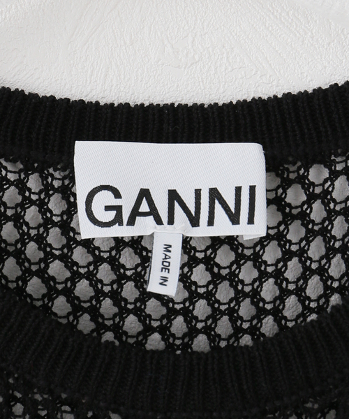 GANNI(ガニー)の「GANNI / ガニー Mercerized Cotton Mesh Pointelle L(Tシャツ/カットソー・レディース・ブラック・X-SMALL)」の4枚目の写真