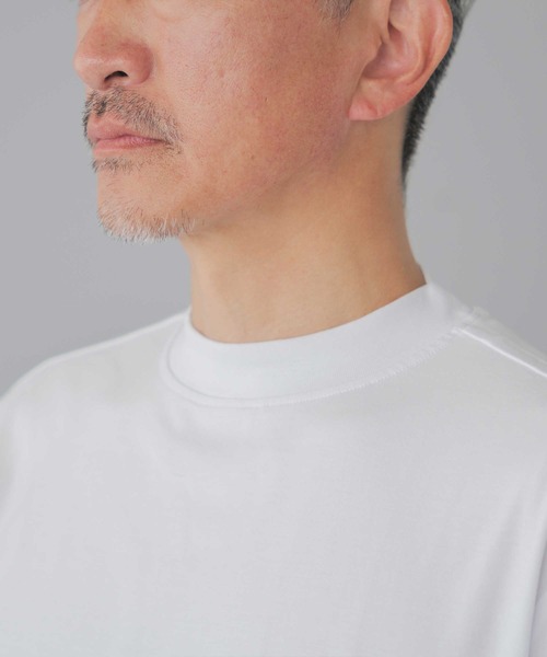 ELLE PLANETE(エルプラネット)の「シルケット加工 ビジネス対応 モックネックTシャツ(Tシャツ/カットソー・メンズ・ホワイト/ブラック・L/M/S/3L/LL)」の5枚目の写真
