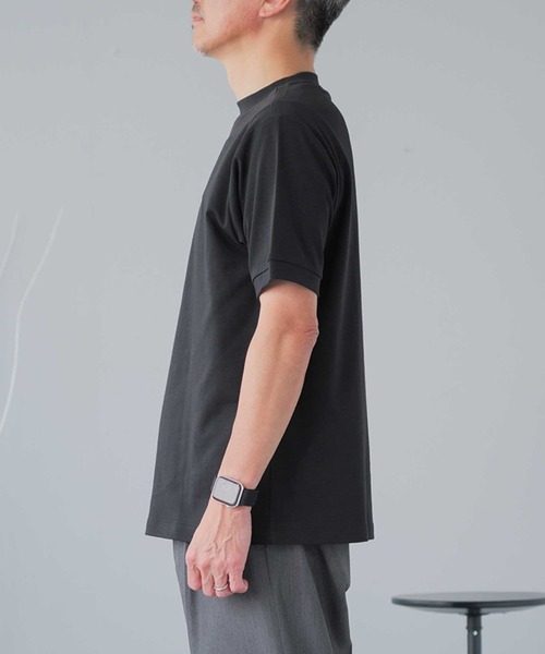 ELLE PLANETE(エルプラネット)の「シルケット加工 ビジネス対応 モックネックTシャツ(Tシャツ/カットソー・メンズ・ホワイト/ブラック・L/M/S/3L/LL)」の20枚目の写真