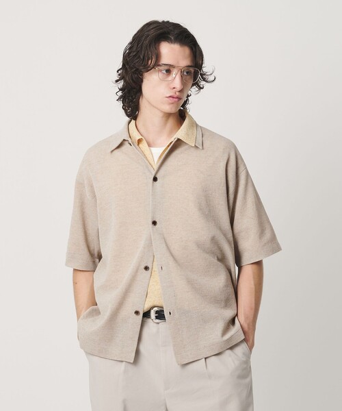 BEAUTY&YOUTH UNITED ARROWS（ビューティーアンドユースユナイテッドアローズ）の「KNITEE リネンブレンド ミラノ シャツ ウォッシャブル（シャツ/ブラウス・メンズ・ブラック/ナチュラル・XL/M/S/L）」の3枚目の写真