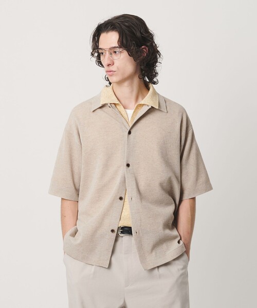 BEAUTY&YOUTH UNITED ARROWS（ビューティーアンドユースユナイテッドアローズ）の「KNITEE リネンブレンド ミラノ シャツ ウォッシャブル（シャツ/ブラウス・メンズ・ブラック/ナチュラル・XL/M/S/L）」の4枚目の写真