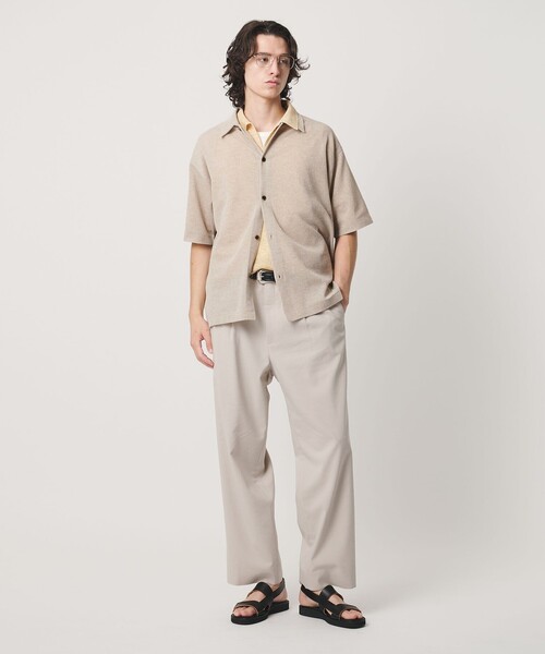 BEAUTY&YOUTH UNITED ARROWS（ビューティーアンドユースユナイテッドアローズ）の「KNITEE リネンブレンド ミラノ シャツ ウォッシャブル（シャツ/ブラウス・メンズ・ブラック/ナチュラル・XL/M/S/L）」の5枚目の写真