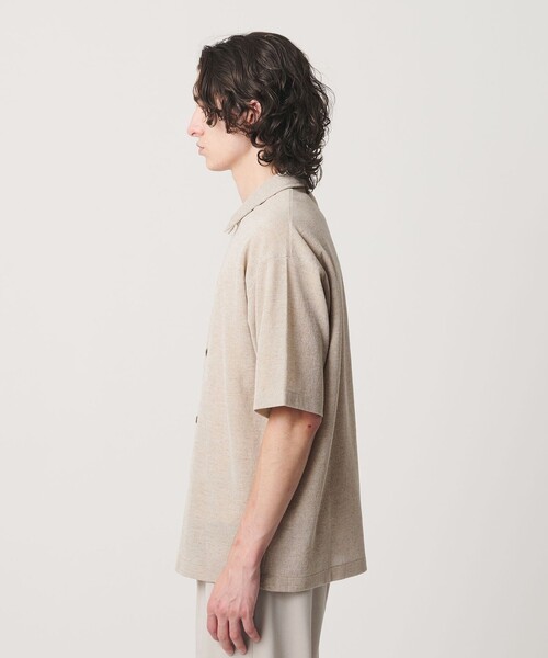 BEAUTY&YOUTH UNITED ARROWS（ビューティーアンドユースユナイテッドアローズ）の「KNITEE リネンブレンド ミラノ シャツ ウォッシャブル（シャツ/ブラウス・メンズ・ブラック/ナチュラル・XL/M/S/L）」の7枚目の写真