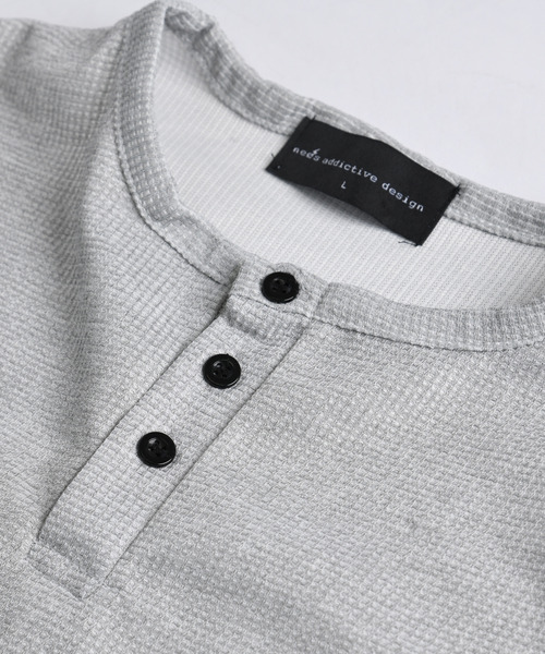 neos（ネオス）の「【neos】ルーズシルエット ワッフル サーマル ヘンリーネック 半袖Tシャツ オーバーサイズ カットソー（Tシャツ/カットソー・メンズ・ブラック/グレー/ホワイト・MEDIUM/X-LARGE/LARGE）」の7枚目の写真