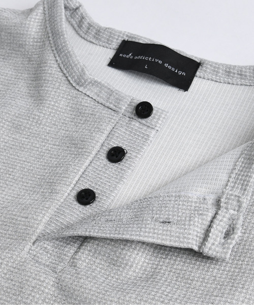 neos（ネオス）の「【neos】ルーズシルエット ワッフル サーマル ヘンリーネック 半袖Tシャツ オーバーサイズ カットソー（Tシャツ/カットソー・メンズ・ブラック/グレー/ホワイト・MEDIUM/X-LARGE/LARGE）」の8枚目の写真