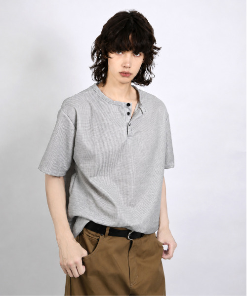 neos（ネオス）の「【neos】ルーズシルエット ワッフル サーマル ヘンリーネック 半袖Tシャツ オーバーサイズ カットソー（Tシャツ/カットソー・メンズ・ブラック/グレー/ホワイト・MEDIUM/X-LARGE/LARGE）」の15枚目の写真