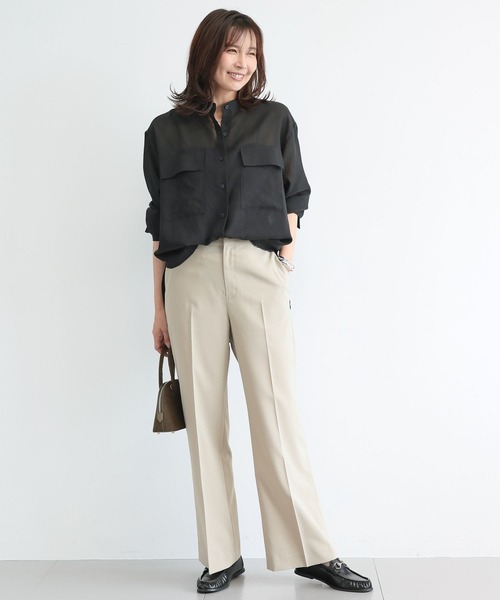 BARNYARDSTORM(バンヤードストーム)の「BARNYARDSTORM / センタープレスストレートパンツ<セットアップ対応>(スラックス・レディース・ベージュ/ブラック・S/M)」の4枚目の写真