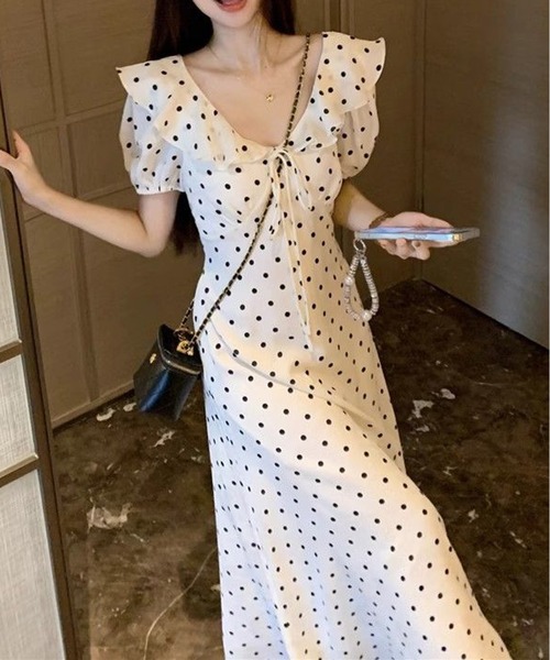 Nia(ニア)の「Nia(ニア)/クラシカルドットフレアワンピース(ワンピース・レディース・アイボリー・MEDIUM/SMALL/LARGE)」の10枚目の写真