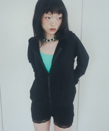 chernyy double zip-up stretch hoodie / ダブルジップコンパクトフーディー