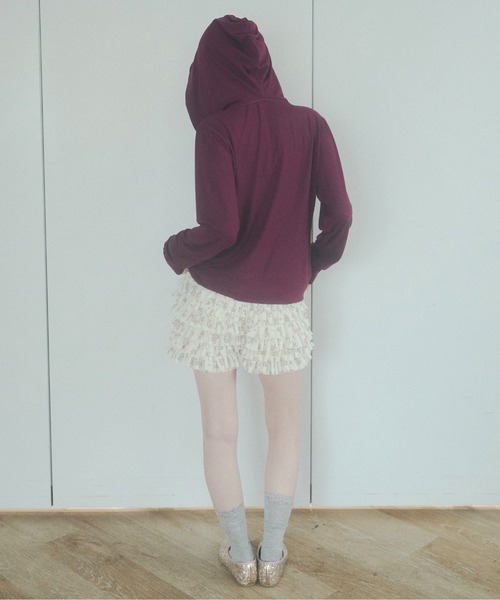 chernyy(チェルニー)の「chernyy double zip-up stretch hoodie / ダブルジップコンパクトフーディー(パーカー・レディース・グレー/ブラック/プラム・SMALL/LARGE/MEDIUM)」の12枚目の写真