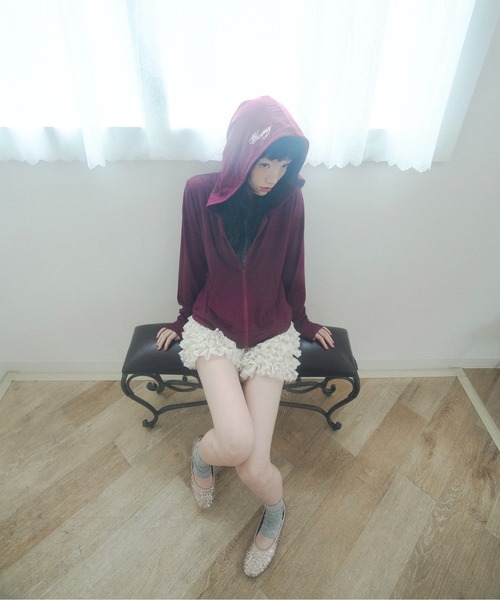 chernyy(チェルニー)の「chernyy double zip-up stretch hoodie / ダブルジップコンパクトフーディー(パーカー・レディース・グレー/ブラック/プラム・SMALL/LARGE/MEDIUM)」の10枚目の写真