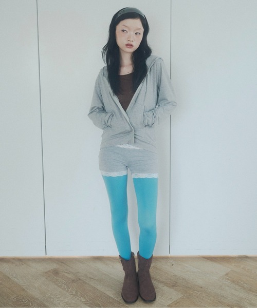 chernyy(チェルニー)の「chernyy double zip-up stretch hoodie / ダブルジップコンパクトフーディー(パーカー・レディース・グレー/ブラック/プラム・SMALL/LARGE/MEDIUM)」の16枚目の写真