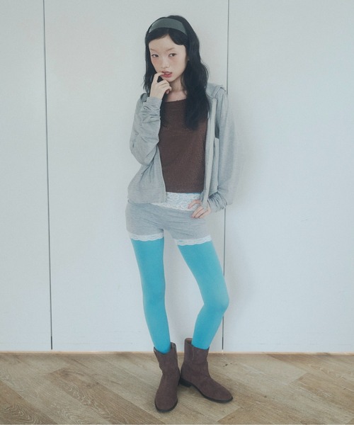 chernyy(チェルニー)の「chernyy double zip-up stretch hoodie / ダブルジップコンパクトフーディー(パーカー・レディース・グレー/ブラック/プラム・SMALL/LARGE/MEDIUM)」の17枚目の写真