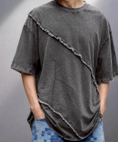 KAMINARI_TOKIO(カミナリトキオ)の「リメイクライクカットオフデザインTシャツ(Tシャツ/カットソー・レディース・ブラック/グレー・FREE)」の19枚目の写真