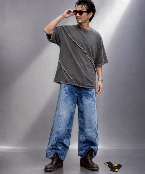 KAMINARI_TOKIO(カミナリトキオ)の「リメイクライクカットオフデザインTシャツ(Tシャツ/カットソー・レディース・ブラック/グレー・FREE)」の21枚目の写真