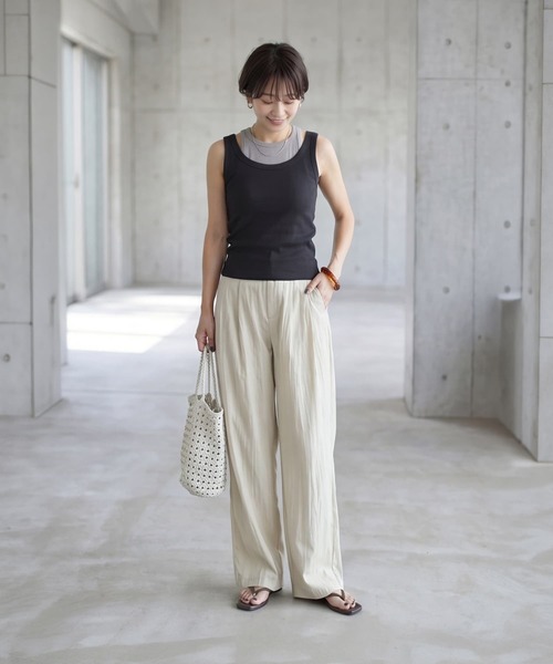 STYLE DELI(スタイルデリ)の「カップ付き内側シアーレイヤードタンク(Tシャツ/カットソー・レディース・ブラック/ホワイト/ブラウン・FREE)」の10枚目の写真