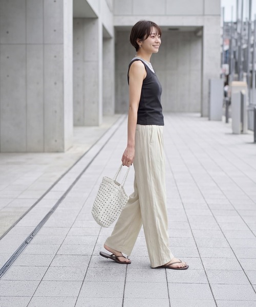 STYLE DELI(スタイルデリ)の「カップ付き内側シアーレイヤードタンク(Tシャツ/カットソー・レディース・ブラック/ホワイト/ブラウン・FREE)」の12枚目の写真