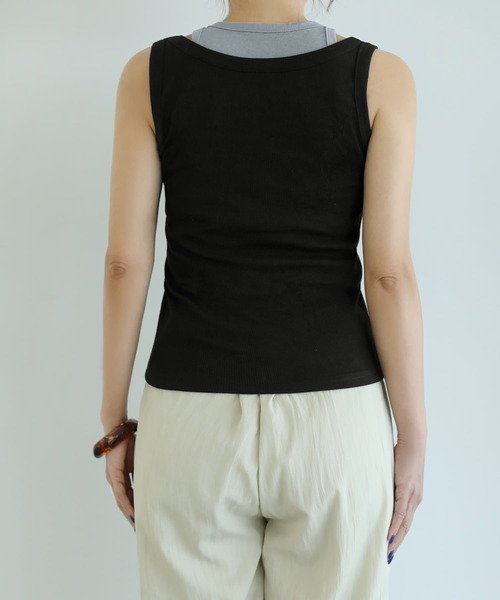 STYLE DELI(スタイルデリ)の「カップ付き内側シアーレイヤードタンク(Tシャツ/カットソー・レディース・ブラック/ホワイト/ブラウン・FREE)」の15枚目の写真