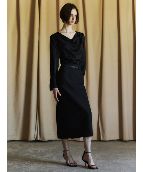 LETQSTUDIO(レチケットスタジオ)の「サテンドレープブラウス、ブラック(シャツ/ブラウス・レディース・その他・SMALL/MEDIUM)」の2枚目の写真