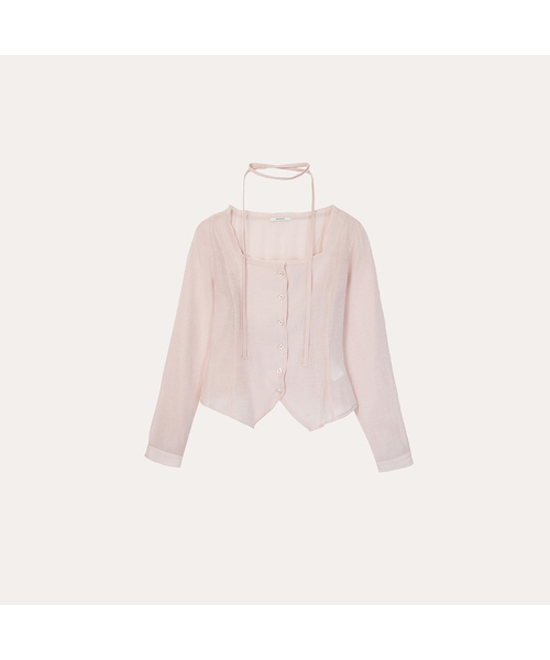 MERRYON(メリオン)の「ルシアオーガンザブラウス(シャツ/ブラウス・レディース・クリーム/ピンク・SMALL/MEDIUM)」の2枚目の写真