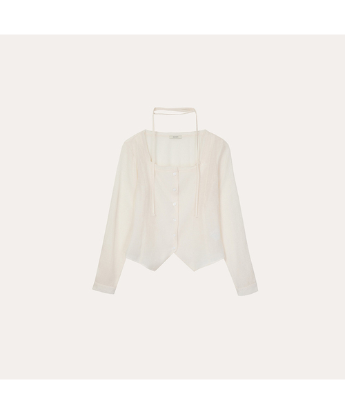 MERRYON(メリオン)の「ルシアオーガンザブラウス(シャツ/ブラウス・レディース・クリーム/ピンク・SMALL/MEDIUM)」の1枚目の写真