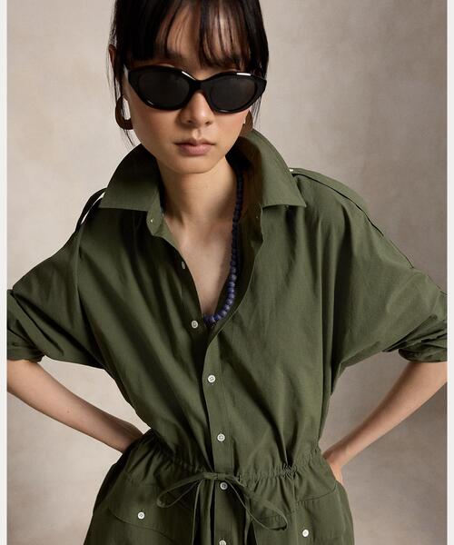 POLO RALPH LAUREN(ポロ ラルフ ローレン)の「コットン キャンバス ユーティリティ シャツドレス(シャツワンピース・レディース・グリーン・0/4/6/2)」の5枚目の写真